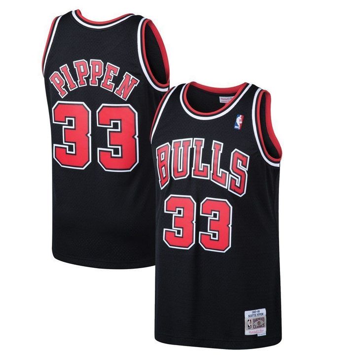 Men Chicago Bulls #33 Pippen Black red NBA Jerseys->cincinnati reds->MLB Jersey